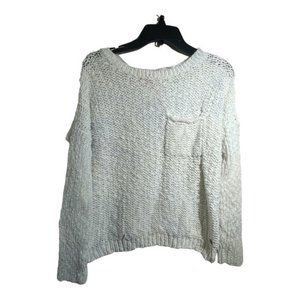 Roxy Womens Chunky Knit Sweater White Pocket Size M See Description